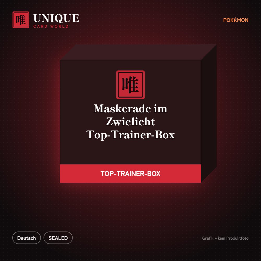 Pokémon Maskerade im Zwielicht Top-Trainer-Box – Deutsch – Produktgrafik
