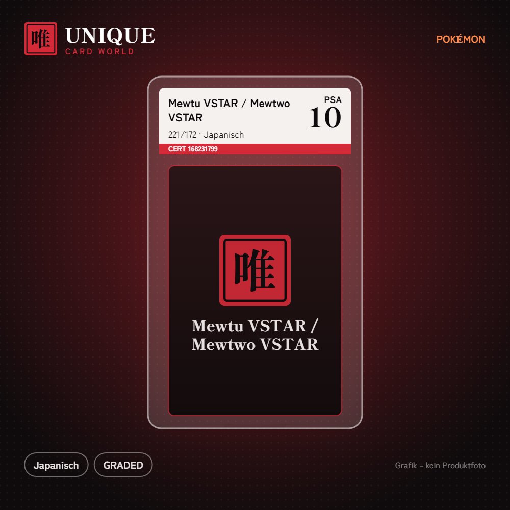 PSA 10 Mewtu VSTAR / Mewtwo VSTAR 221/172 – Japanisch – Produktgrafik
