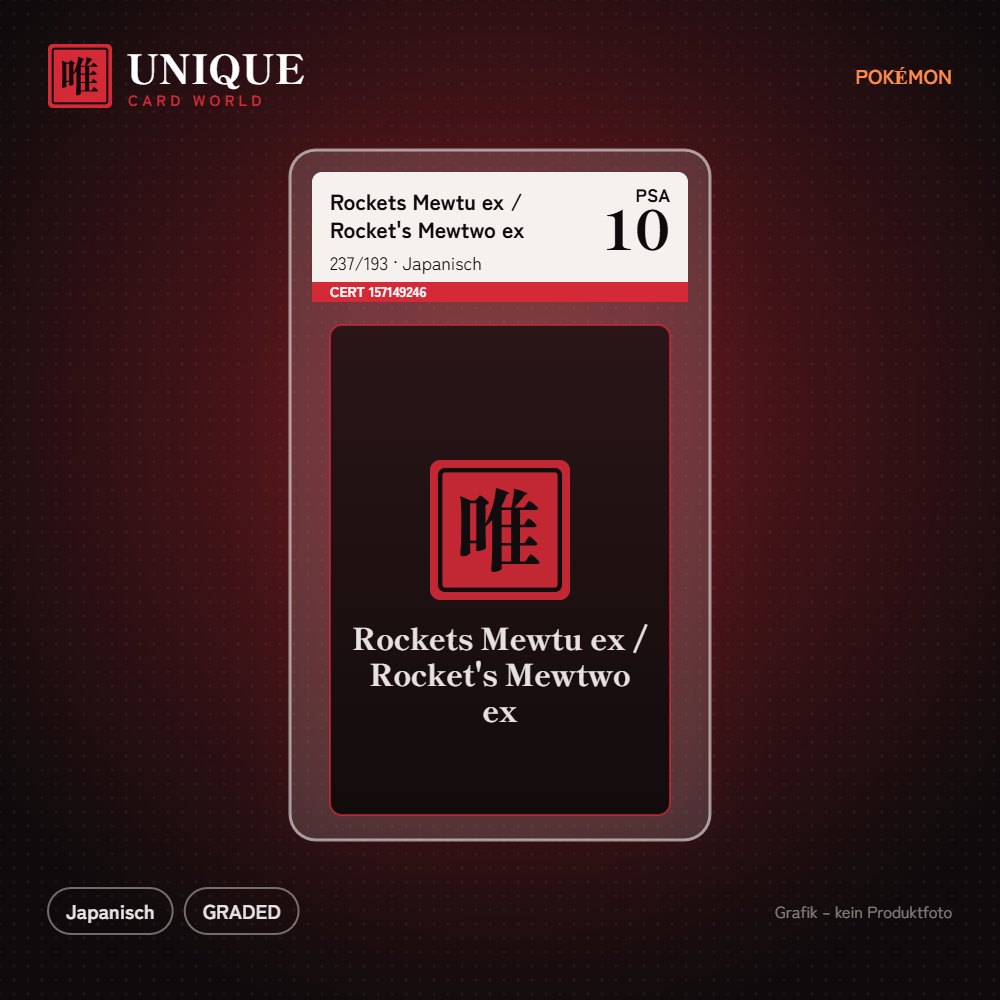 PSA 10 Rockets Mewtu ex / Rocket's Mewtwo ex 237/193 – Japanisch – Produktgrafik